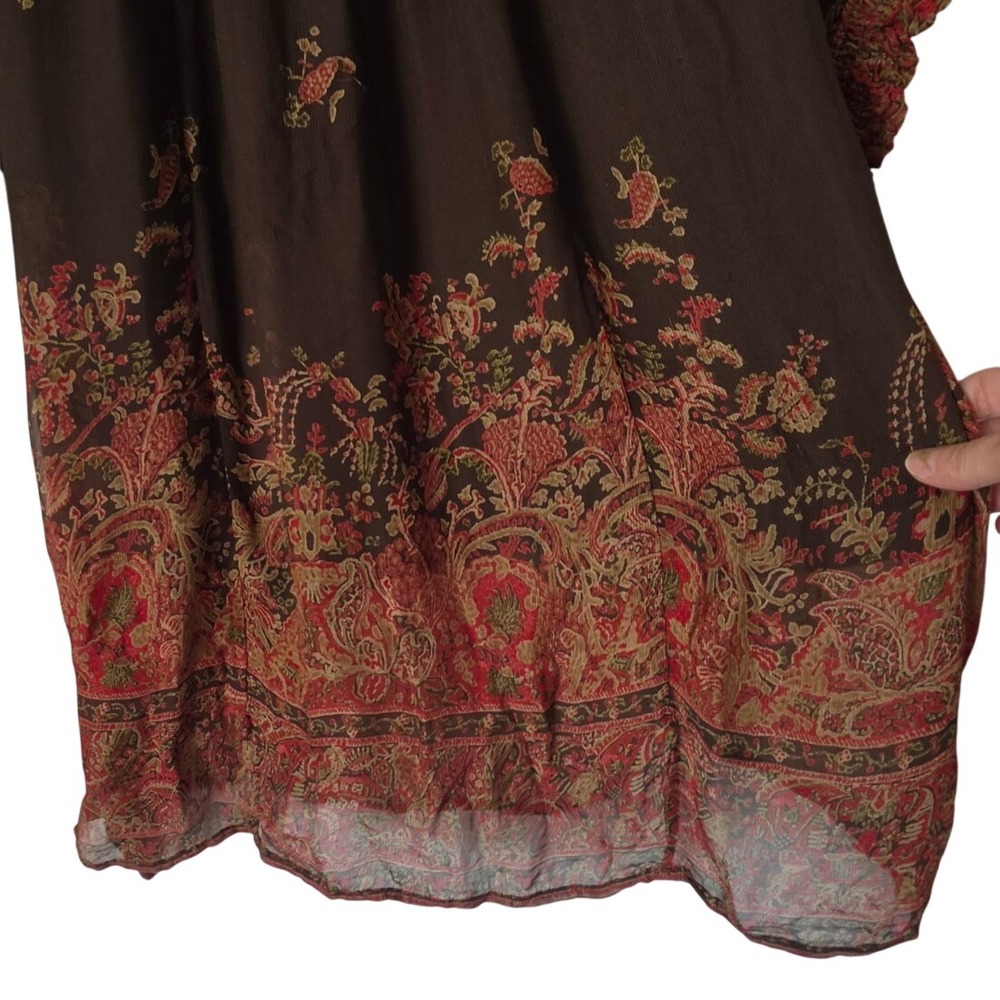 Denim & Supply Ralph Lauren Brown Paisley Sheer Dress Sz S Gypsy Boho Whimsigoth - Picture 8 of 14